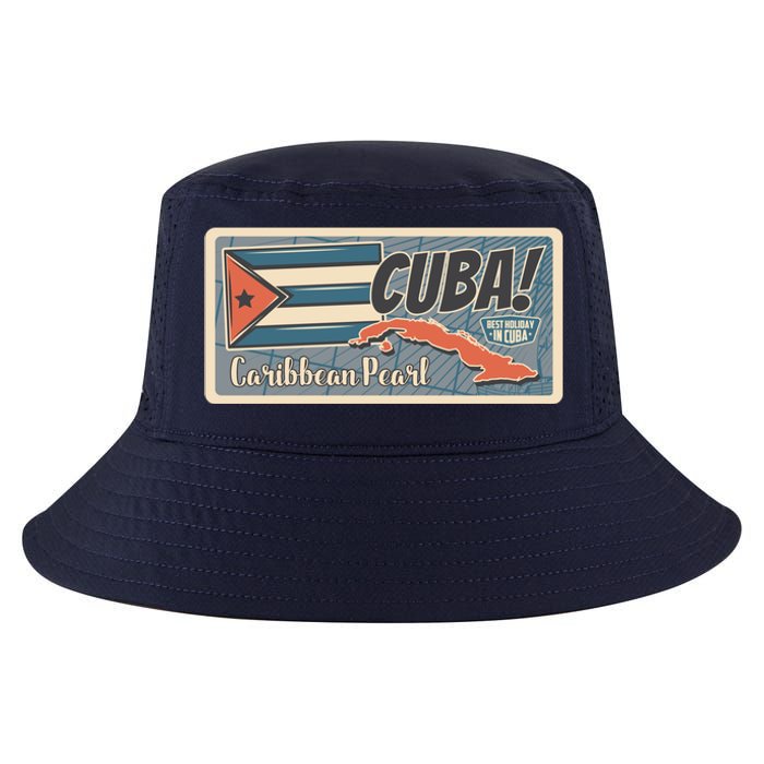 Cuba Travel Retro Banner Caribbean Pearl Cool Comfort Performance Bucket Hat