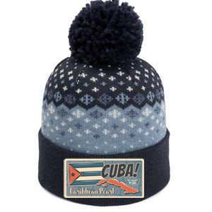 Cuba Travel Retro Banner Caribbean Pearl The Baniff Cuffed Pom Beanie