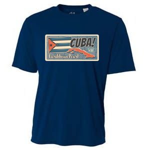 Cuba Travel Retro Banner Caribbean Pearl Cooling Performance Crew T-Shirt