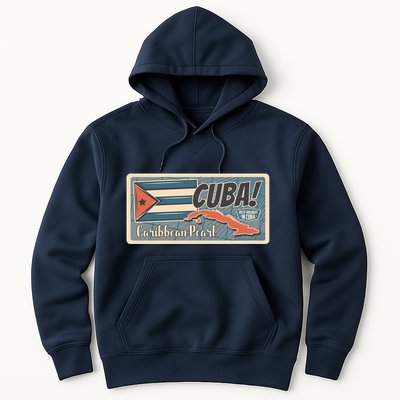 Cuba Travel Retro Banner Caribbean Pearl Hoodie