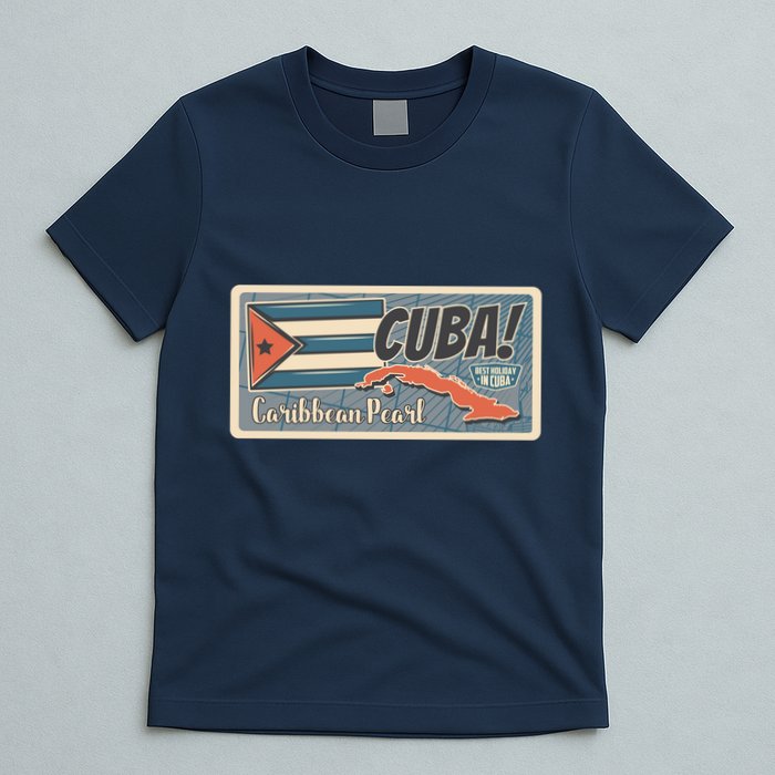 Cuba Travel Retro Banner Caribbean Pearl T-Shirt