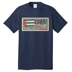 Cuba Travel Retro Banner Caribbean Pearl Tall T-Shirt