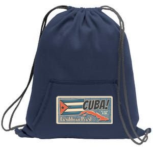 Cuba Travel Retro Banner Caribbean Pearl Sweatshirt Cinch Pack Bag