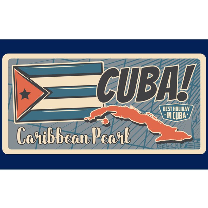 Cuba Travel Retro Banner Caribbean Pearl Bumper Sticker