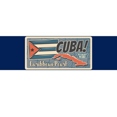 Cuba Travel Retro Banner Caribbean Pearl Bumper Sticker