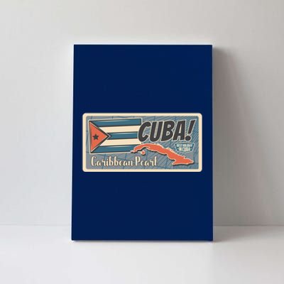 Cuba Travel Retro Banner Caribbean Pearl Canvas