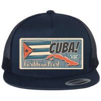 Cuba Travel Retro Banner Caribbean Pearl Flat Bill Trucker Hat