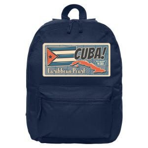 Cuba Travel Retro Banner Caribbean Pearl 16 in Basic Backpack