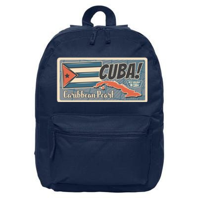 Cuba Travel Retro Banner Caribbean Pearl 16 in Basic Backpack