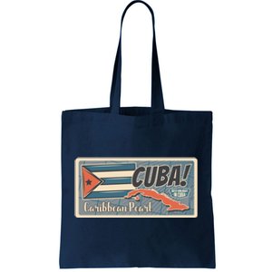 Cuba Travel Retro Banner Caribbean Pearl Tote Bag