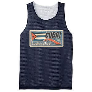 Cuba Travel Retro Banner Caribbean Pearl Mesh Reversible Basketball Jersey Tank