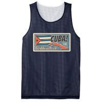 Cuba Travel Retro Banner Caribbean Pearl Mesh Reversible Basketball Jersey Tank