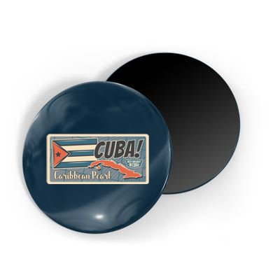 Cuba Travel Retro Banner Caribbean Pearl Magnet