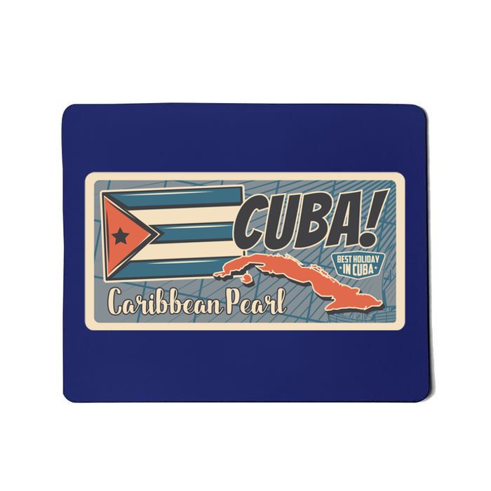 Cuba Travel Retro Banner Caribbean Pearl Mousepad