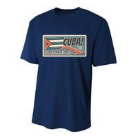 Cuba Travel Retro Banner Caribbean Pearl Performance Sprint T-Shirt