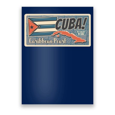 Cuba Travel Retro Banner Caribbean Pearl Poster