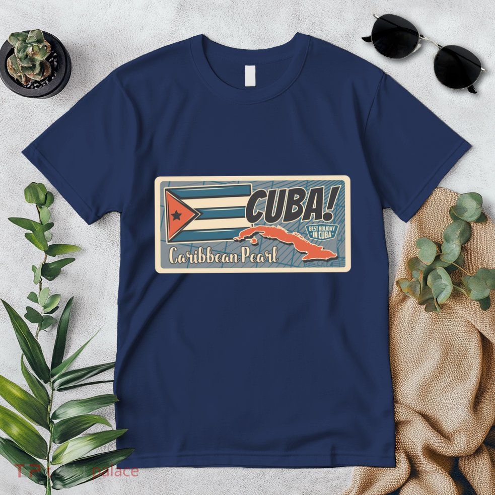 Cuba Travel Retro Banner Caribbean Pearl Premium T-Shirt