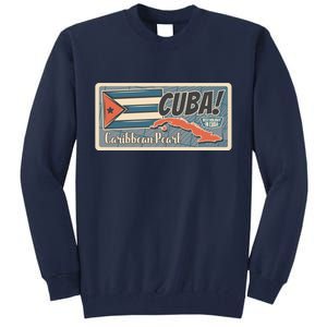 Cuba Travel Retro Banner Caribbean Pearl Tall Sweatshirt