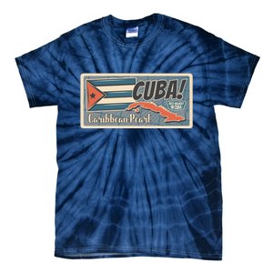 Cuba Travel Retro Banner Caribbean Pearl Tie-Dye T-Shirt