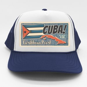 Cuba Travel Retro Banner Caribbean Pearl Trucker Hat