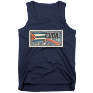 Cuba Travel Retro Banner Caribbean Pearl Tank Top