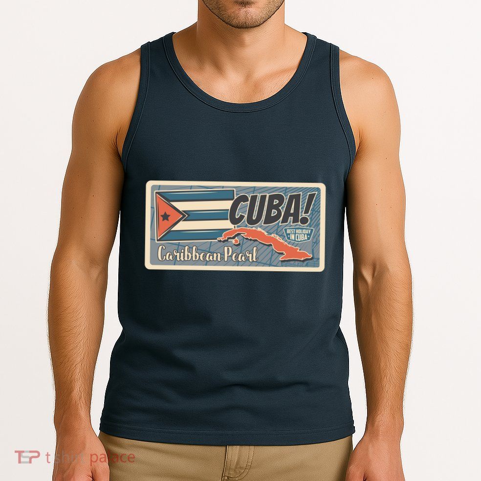 Cuba Travel Retro Banner Caribbean Pearl Tank Top