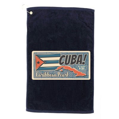 Cuba Travel Retro Banner Caribbean Pearl Golf Towel