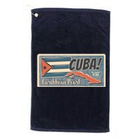 Cuba Travel Retro Banner Caribbean Pearl Platinum Collection Golf Towel