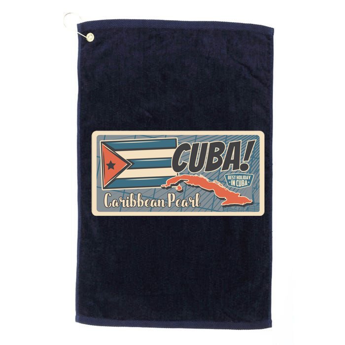 Cuba Travel Retro Banner Caribbean Pearl Platinum Collection Golf Towel