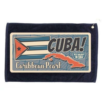 Cuba Travel Retro Banner Caribbean Pearl Grommeted Golf Towel