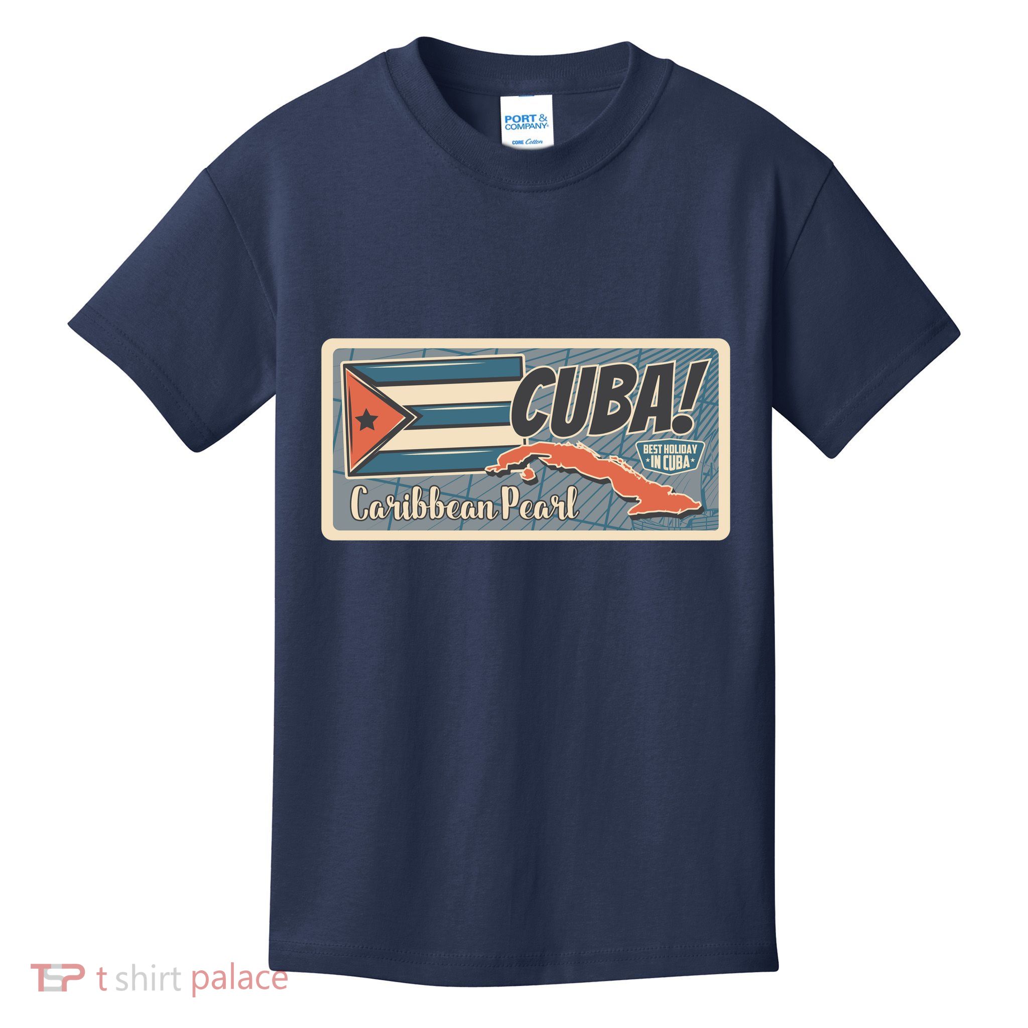Cuba Travel Retro Banner Caribbean Pearl Kids T-Shirt