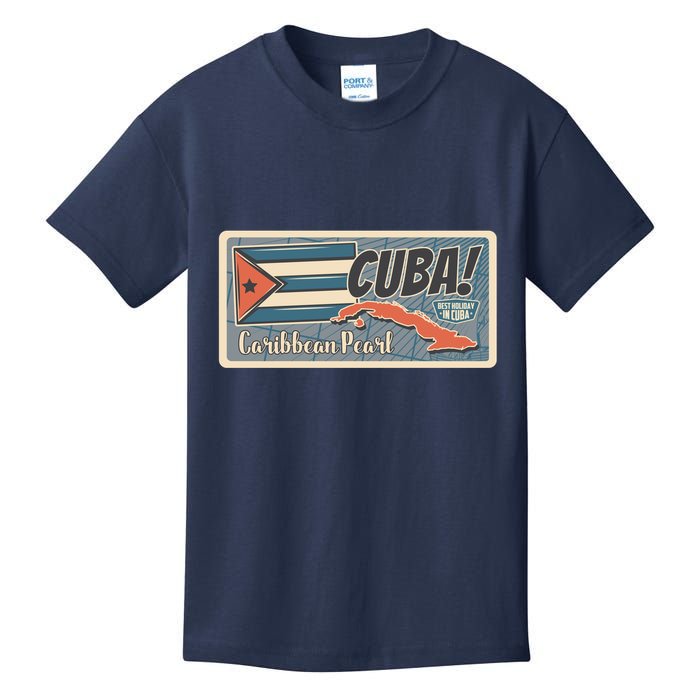 Cuba Travel Retro Banner Caribbean Pearl Kids T-Shirt
