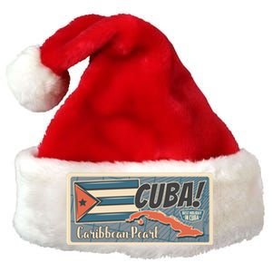 Cuba Travel Retro Banner Caribbean Pearl Premium Christmas Santa Hat