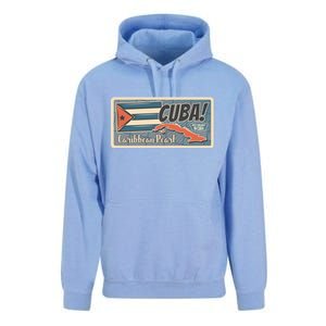 Cuba Travel Retro Banner Caribbean Pearl Unisex Surf Hoodie