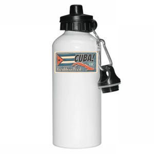 Cuba Travel Retro Banner Caribbean Pearl Aluminum Water Bottle