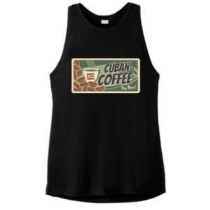 Cuba Travel Retro Banner Cuban Coffee Ladies PosiCharge Tri-Blend Wicking Tank