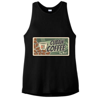 Cuba Travel Retro Banner Cuban Coffee Ladies PosiCharge Tri-Blend Wicking Tank