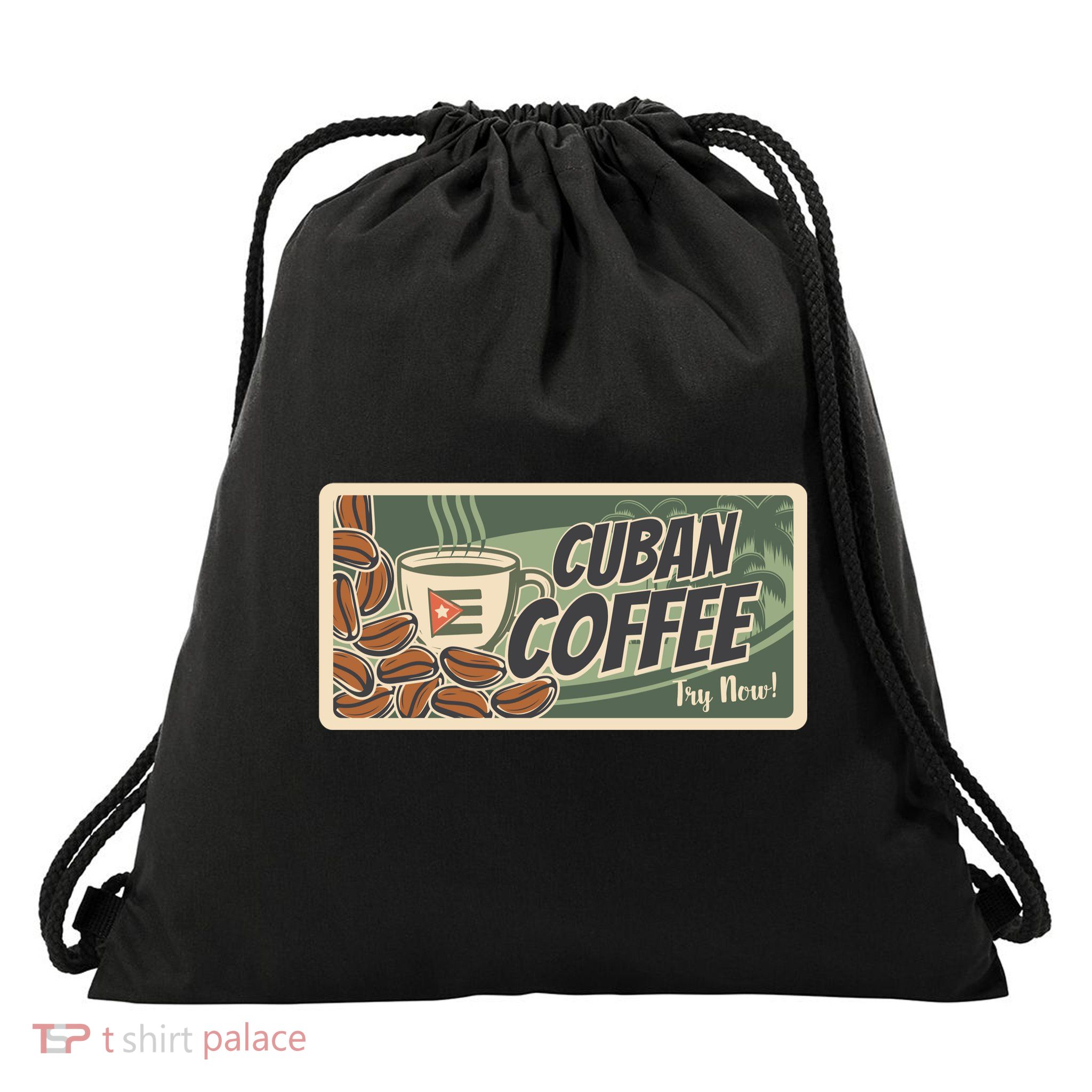 Cuba Travel Retro Banner Cuban Coffee Drawstring Bag
