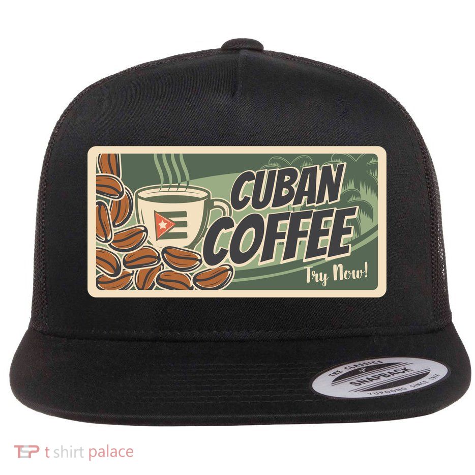 Cuba Travel Retro Banner Cuban Coffee Flatbill Hat