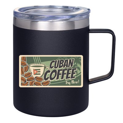 Cuba Travel Retro Banner Cuban Coffee 12oz Stainless Steel Coffee Mug