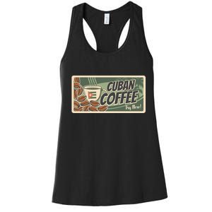 Cuba Travel Retro Banner Cuban Coffee Women's Racerback Tank