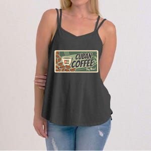 Cuba Travel Retro Banner Cuban Coffee Women's Strappy Tank