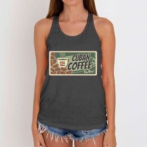 Cuba Travel Retro Banner Cuban Coffee Women's Knotted Racerback Tank