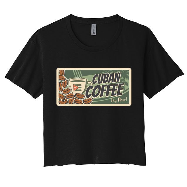Cuba Travel Retro Banner Cuban Coffee Crop Top
