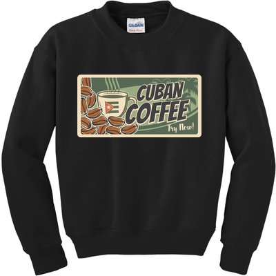 Cuba Travel Retro Banner Cuban Coffee Kids Sweatshirt