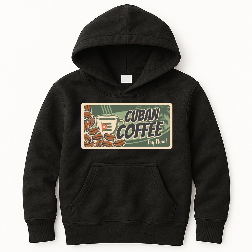 Cuba Travel Retro Banner Cuban Coffee Kids Hoodie