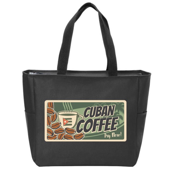 Cuba Travel Retro Banner Cuban Coffee Zip Tote Bag