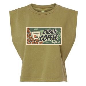 Cuba Travel Retro Banner Cuban Coffee Garment-Dyed Women's Muscle Tee