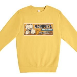 Cuba Travel Retro Cuban Café Mariposa Premium Crewneck Sweatshirt