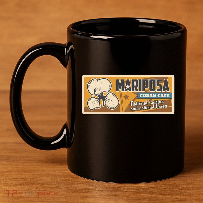 Cuba Travel Retro Cuban Café Mariposa 11oz C Handle Ceramic Mug